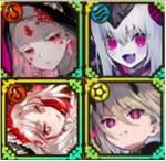 魂神廻錬<血姫>カルゼラ+巫獣の魂神ユレア+魔界の邪氷姫イオレット+神聖天魔グラーブ+光結晶1500